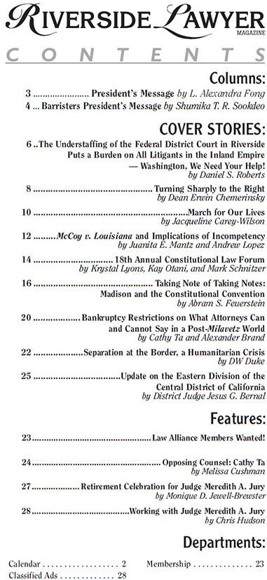July-August 2018 Issue of the Riverside Attorney Magazine