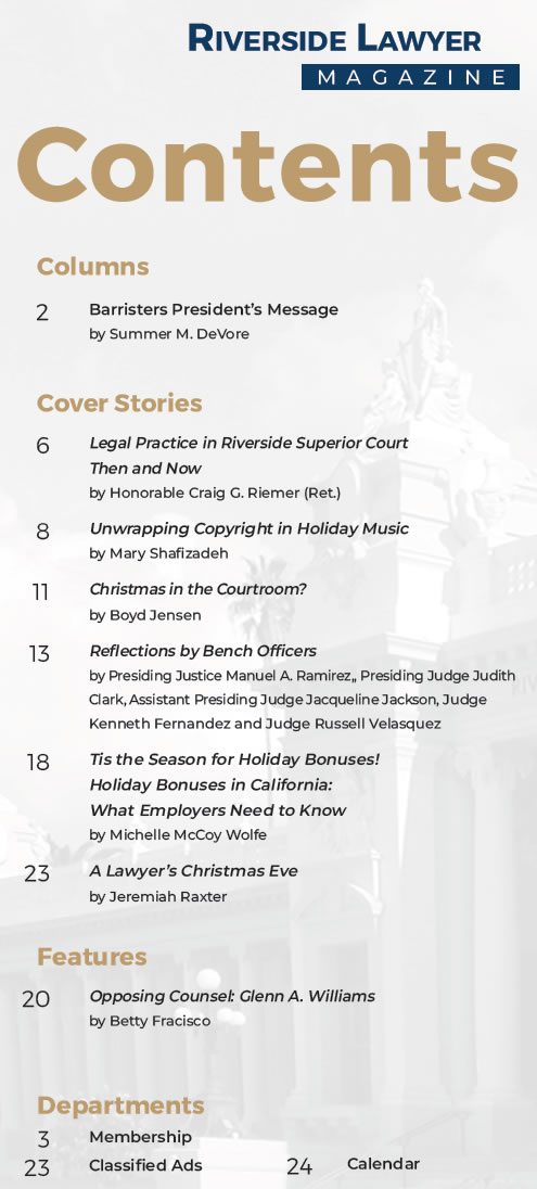 December Issue of the Riverside Attorney Magazine