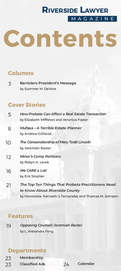 October Issue of the Riverside Attorney Magazine