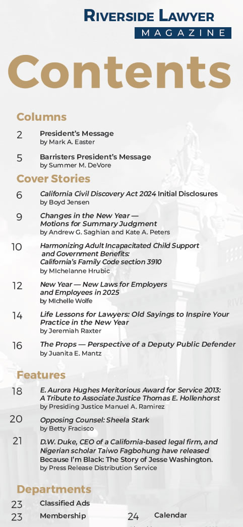 January Issue of the Riverside Attorney Magazine