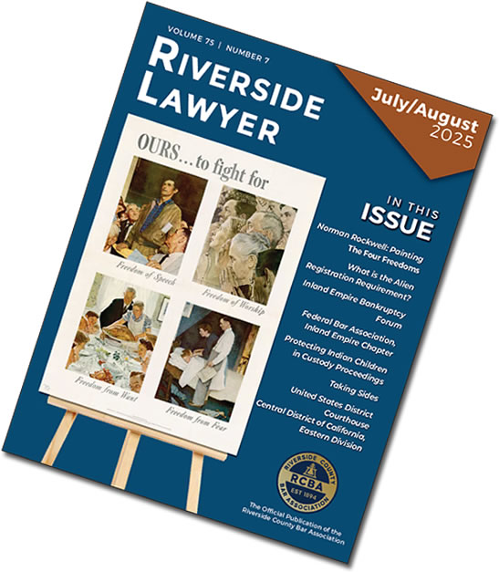 July/August 2025 Issue of the Riverside Attorney Magazine