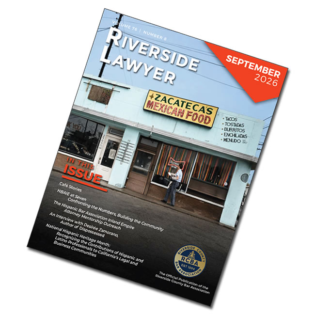 September 2026 Issue of the Riverside Attorney Magazine